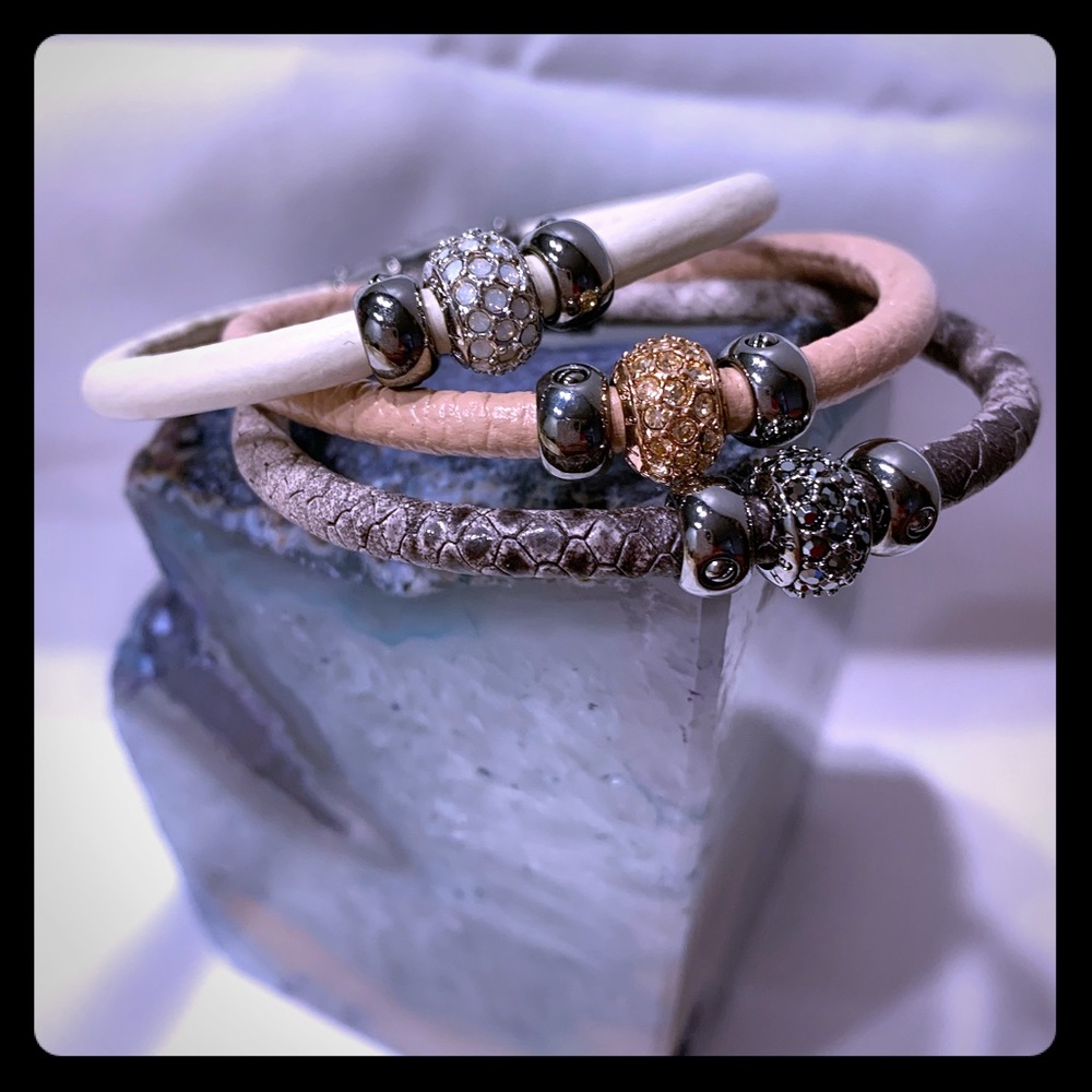 Henri Bendel Exotic Triple Leather Bracelet Set